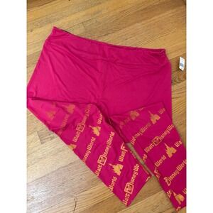 Disney World‎ Lightweight Leggings 2X Plus Spellout Hot Pink Park NWT SMALL SPOT
